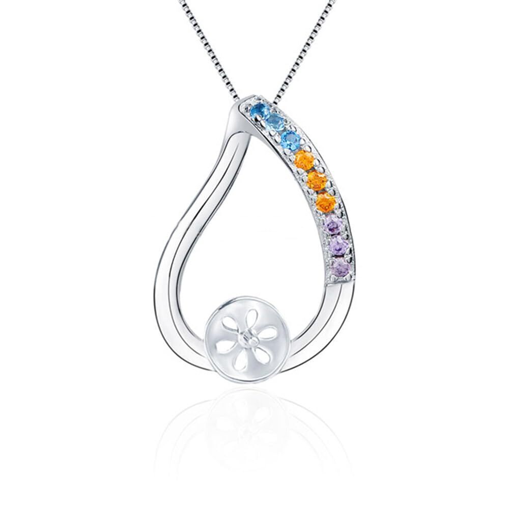 8603 Sterling Silver Rainbow CZ Waterdrop Bail Pin Pendant Fitting